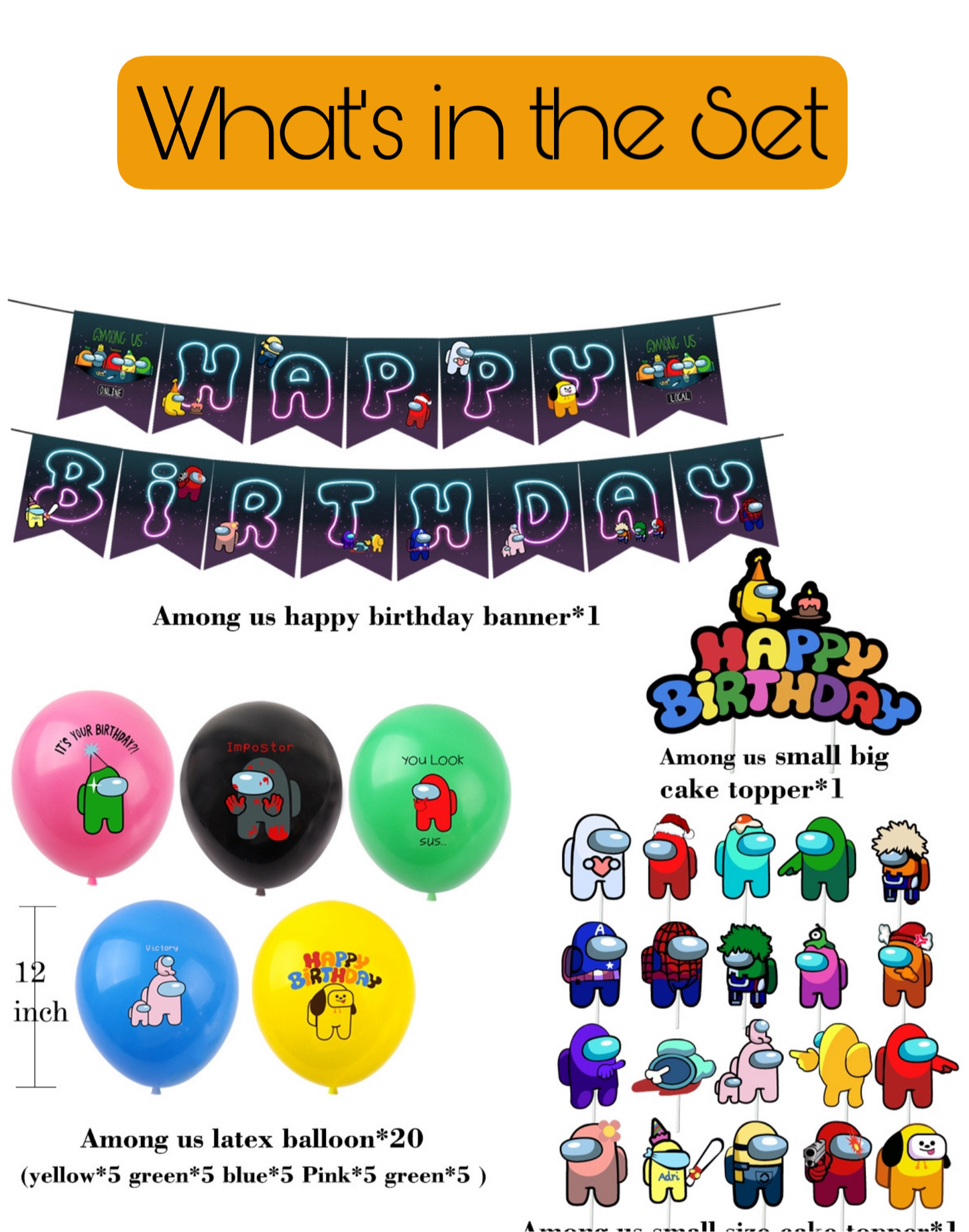 Among us birthday party decorations set