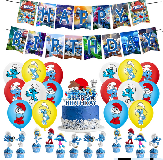 Smurfs birthday party decorations set