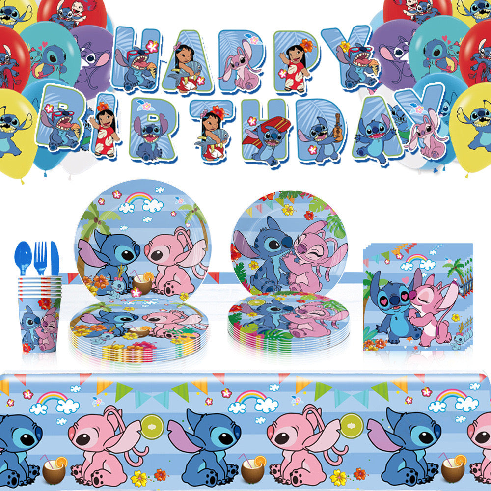 Stitch blue-pink party decorations set-table decor