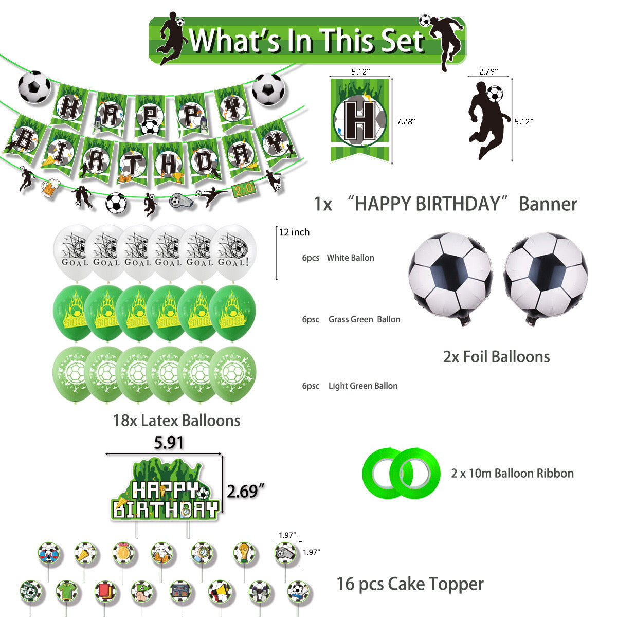 Football green Birthday party decorations set