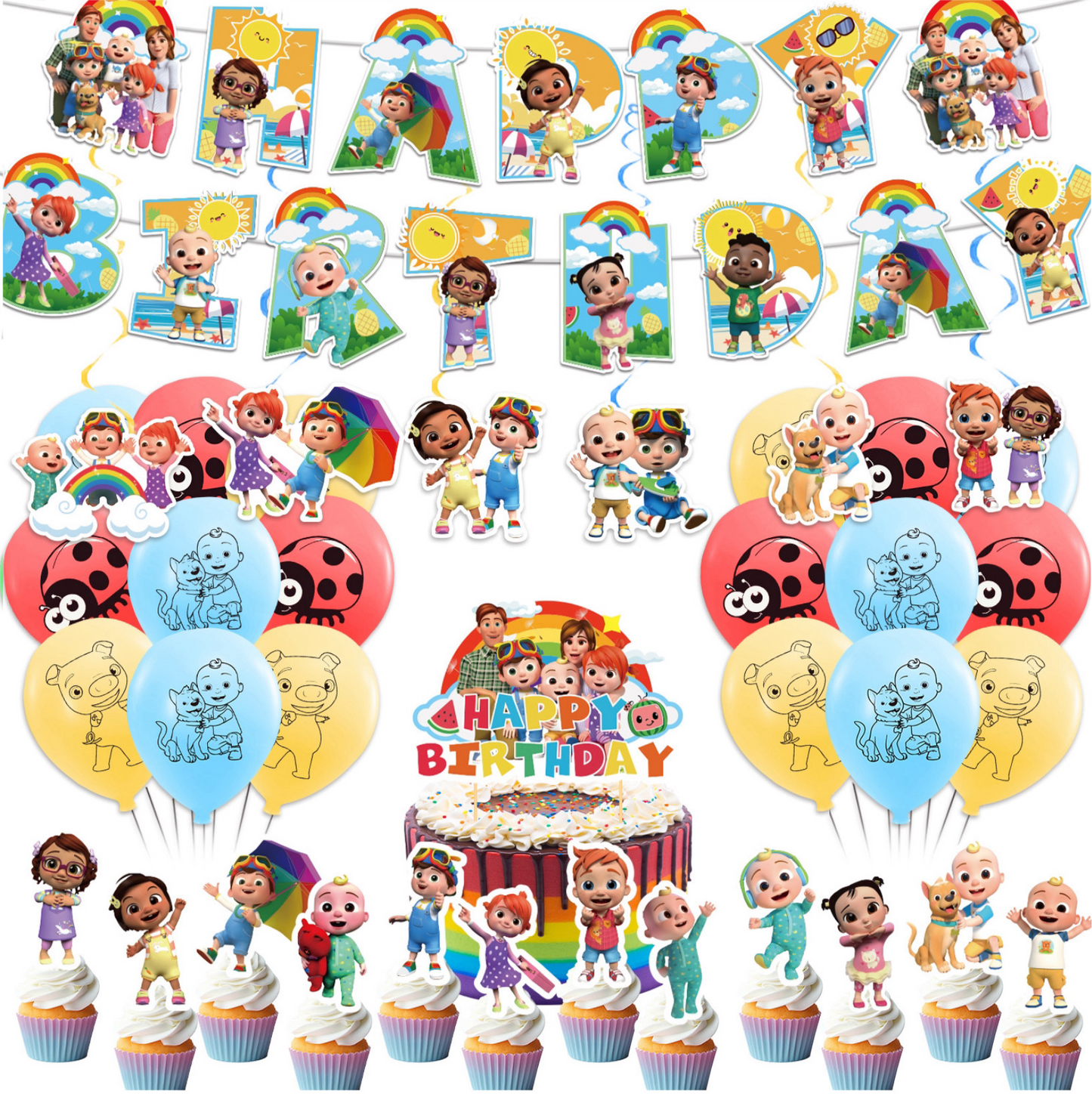 Cocomelon birthday party decorations set