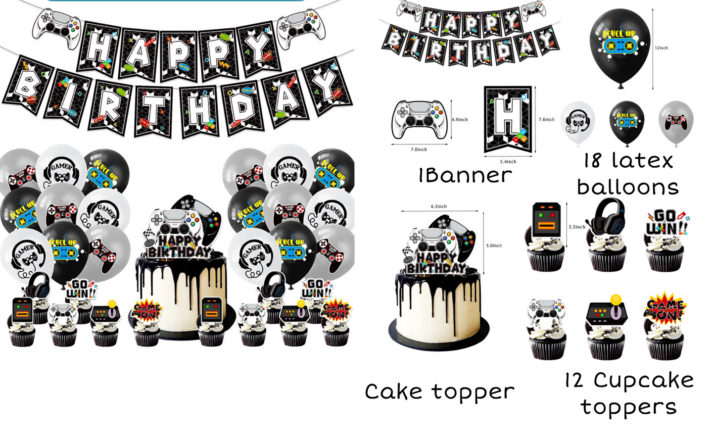 Gamer party decorations set-table decor