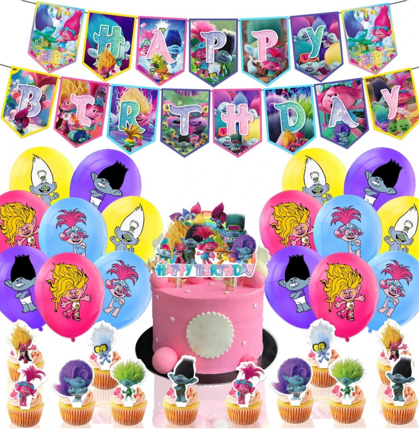 Trolls birthday party decorations set