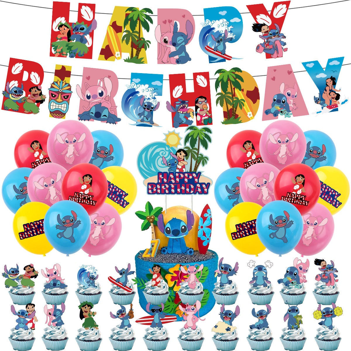 Stitch colorful Birthday party decorations set