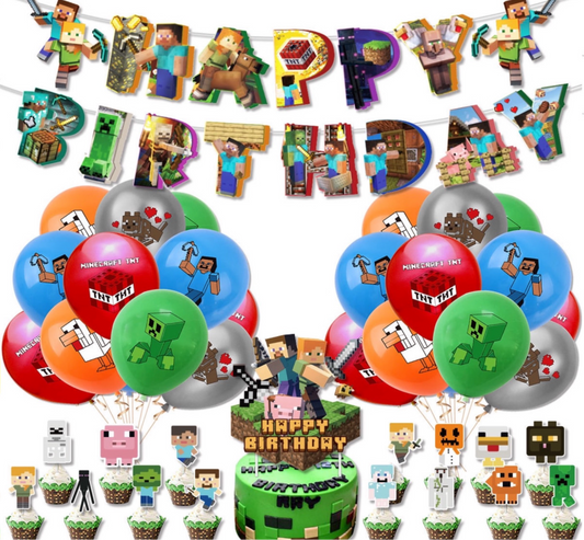 Minecraft birthday party decorations set