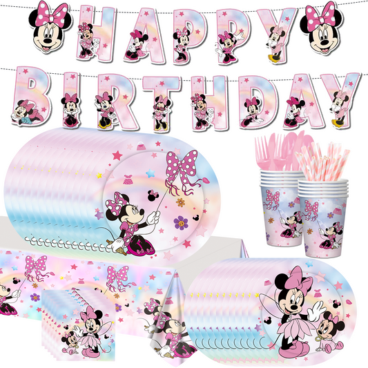 Minnie pink pastel party decorations set-table decor