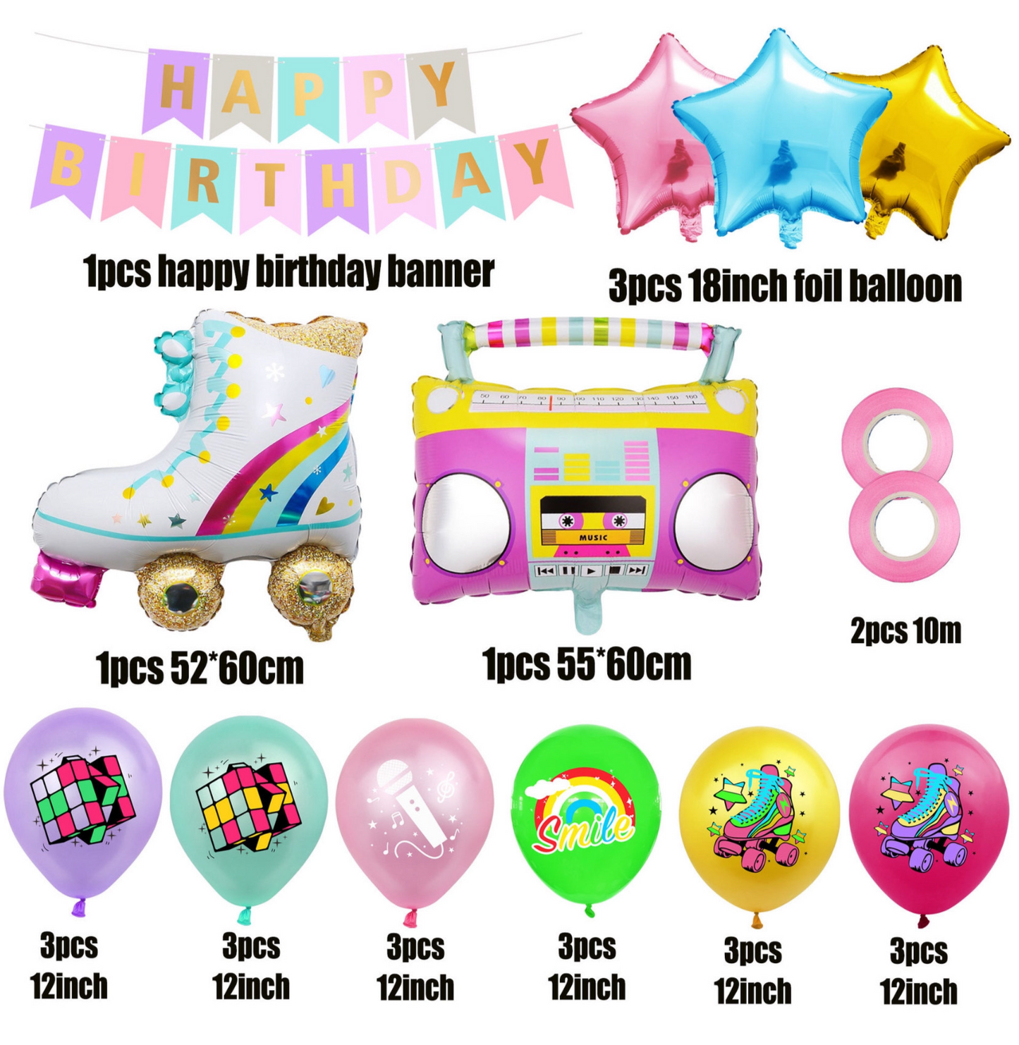 90's birthday party decorations set