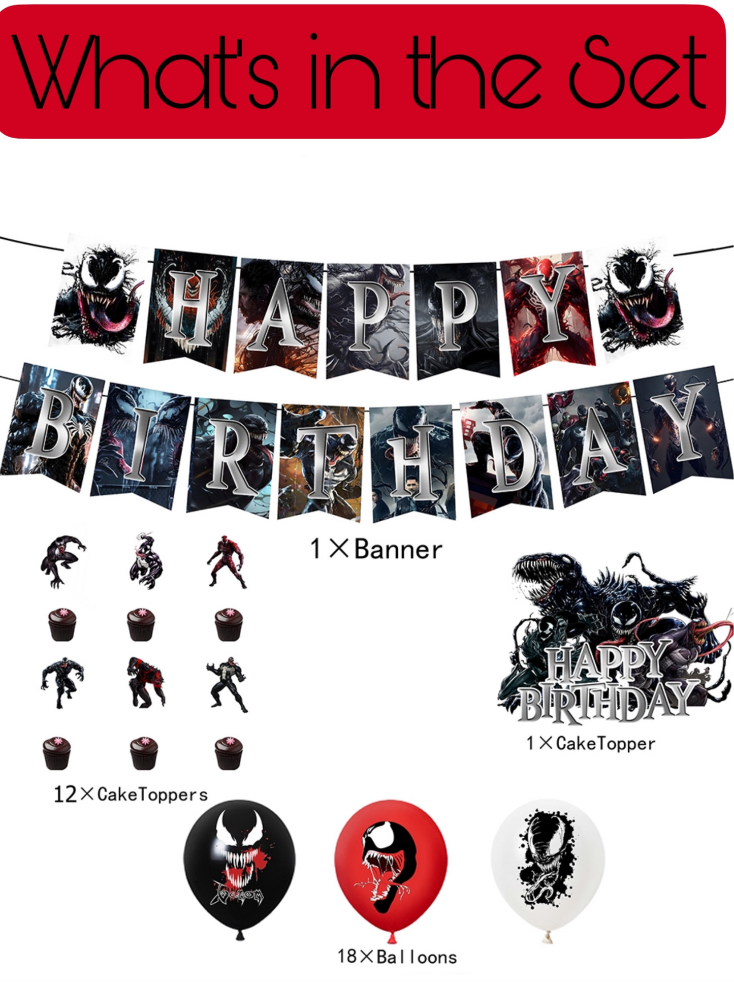 Venom birthday party decorations set