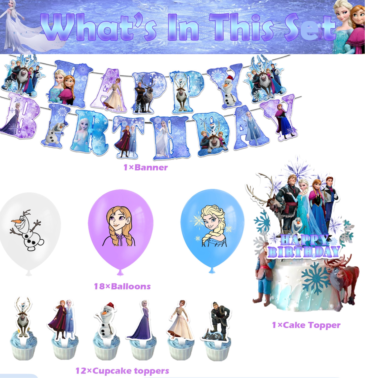 Frozen party decorations set-table decor