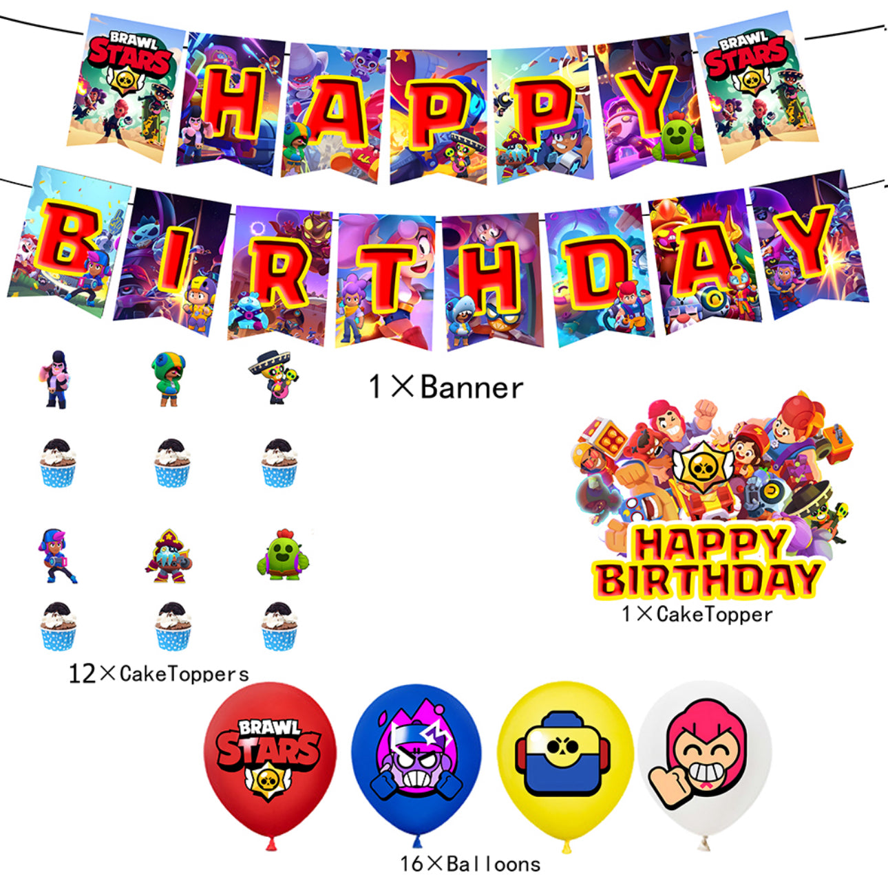 Brawl Stars Birthday party decorations set