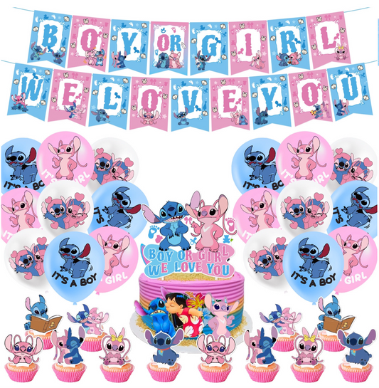 Stitch Gender reveal party decorations set