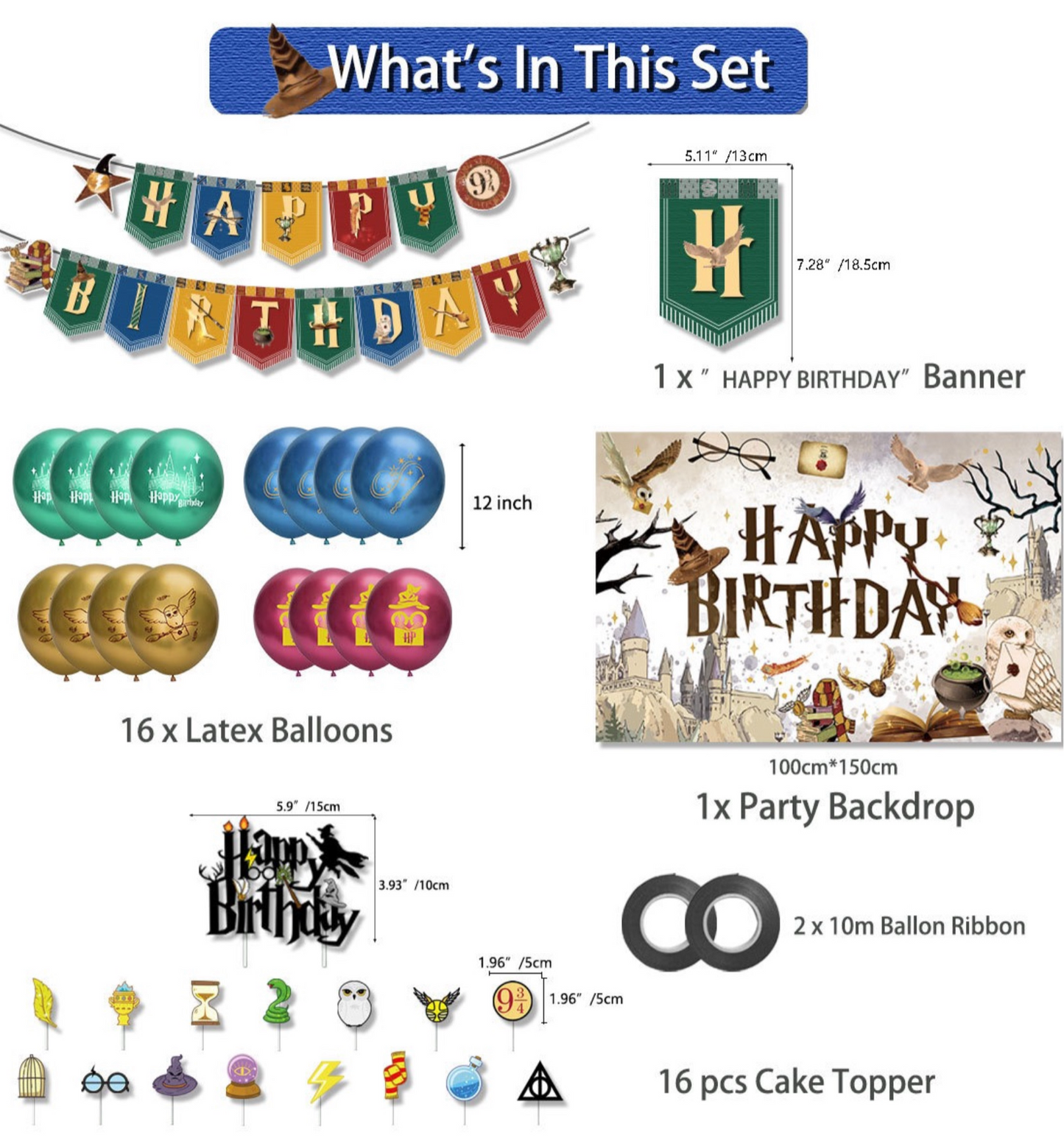 Harry Potter plus backdrop birthday party decorations set