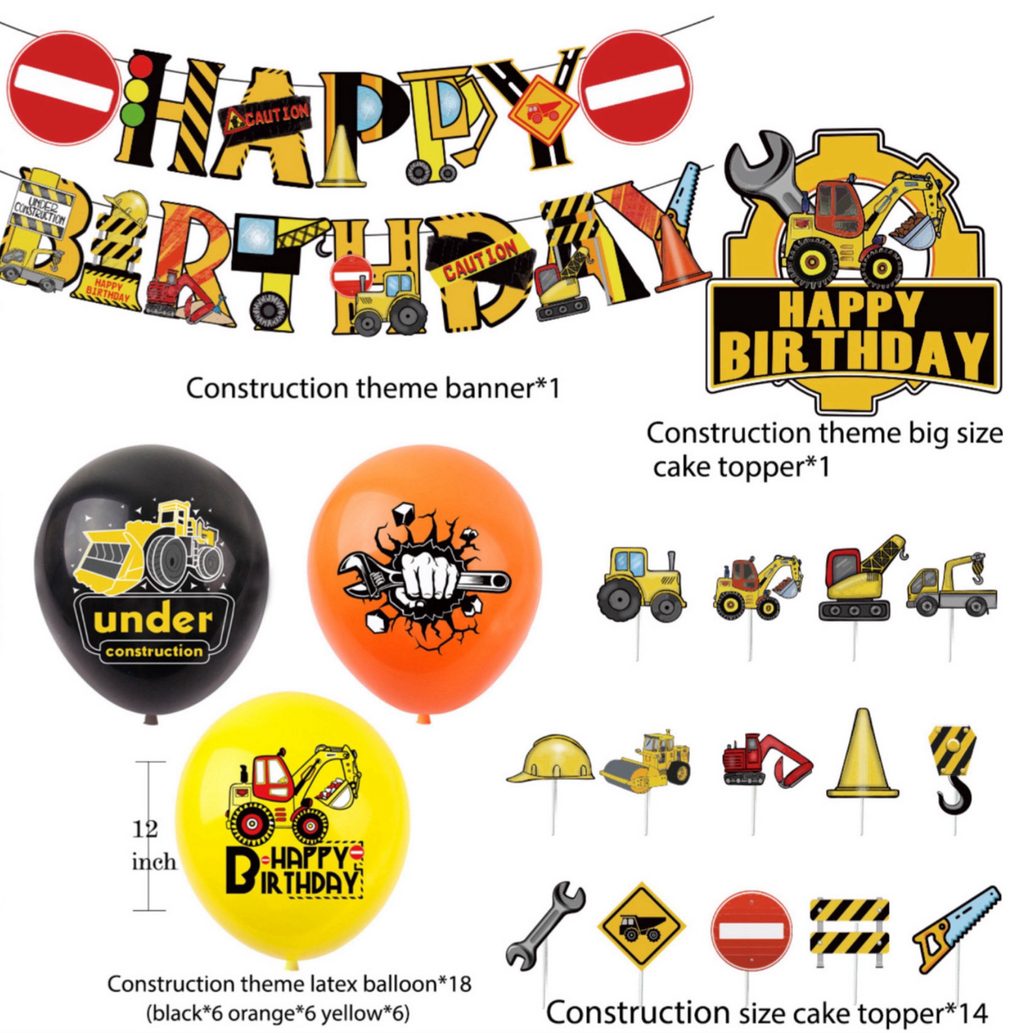 Construction/trucks birthday party decorations set