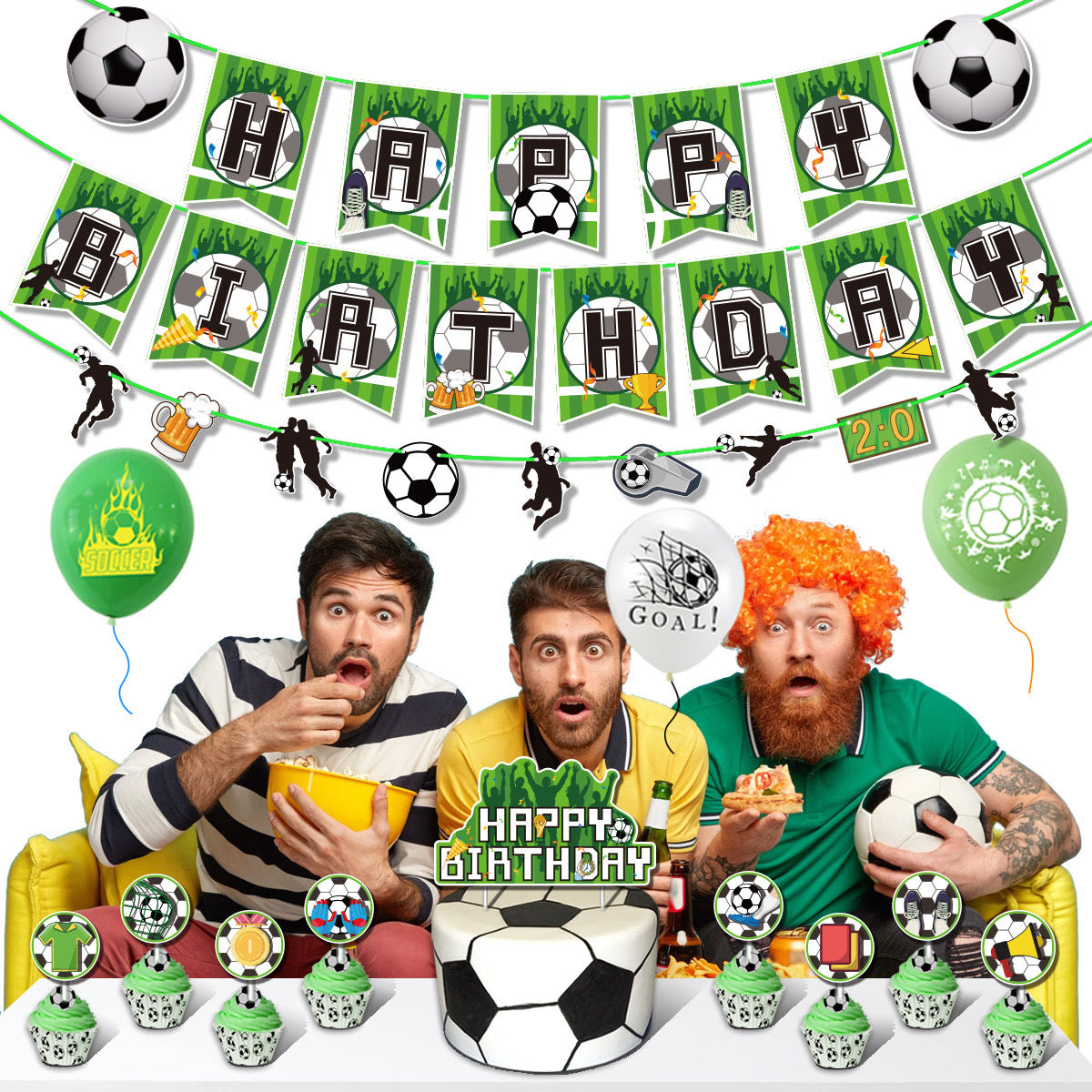 Football green Birthday party decorations set