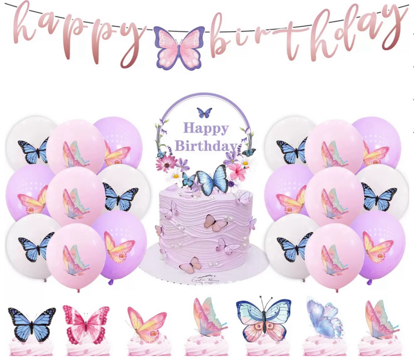 Butterfly birthday party decorations set