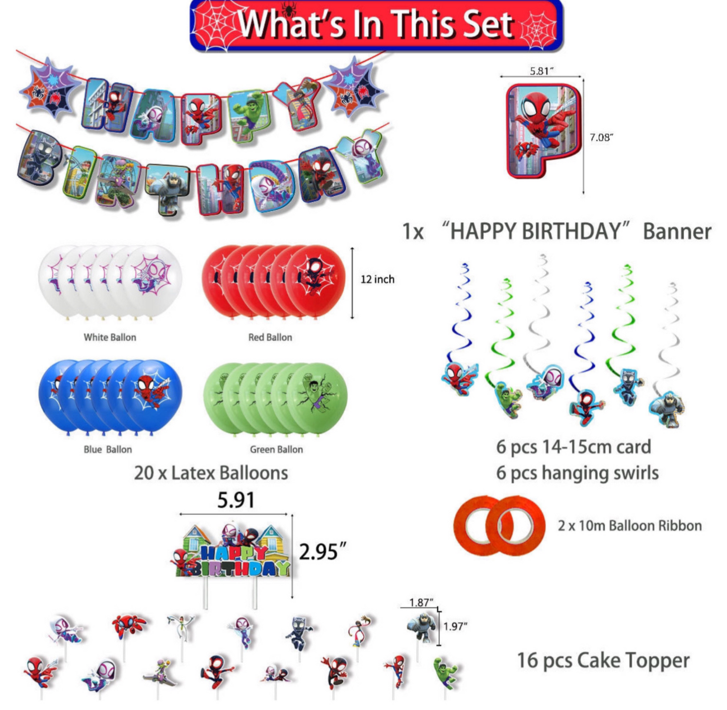 Spidey plus backdrop birthday party decorations set