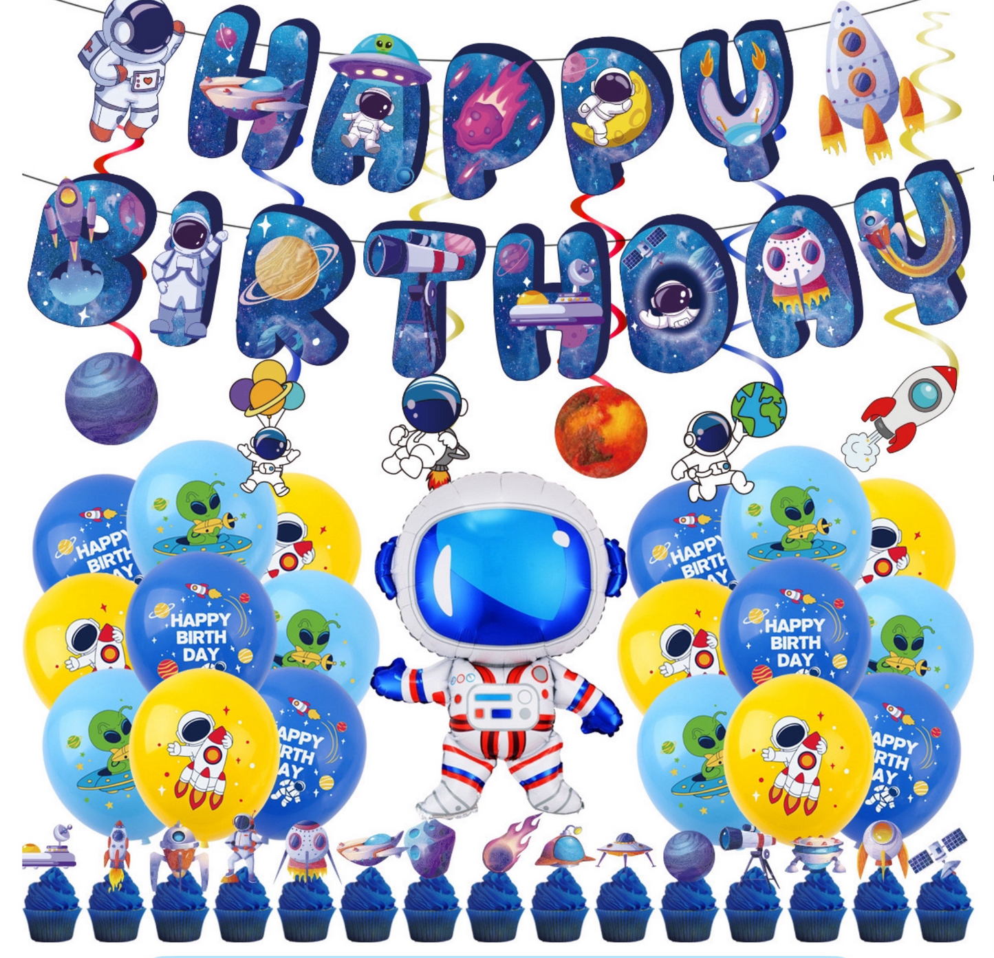 Astronaut birthday party decorations set