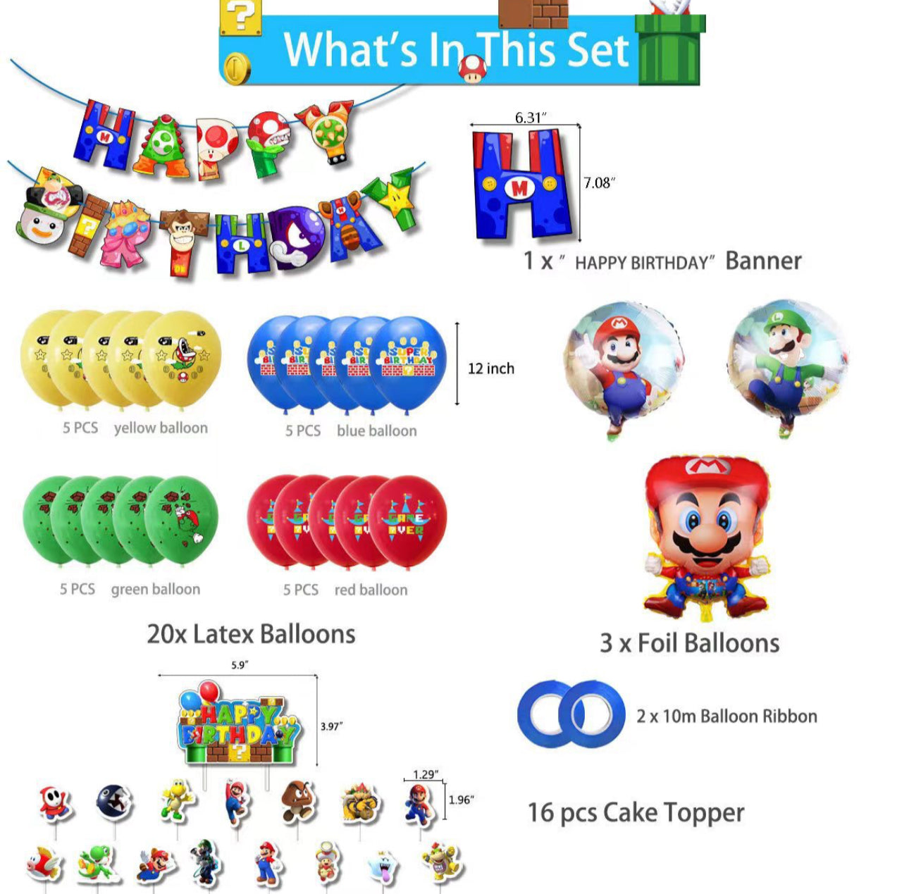 Super Mario Birthday party decorations set