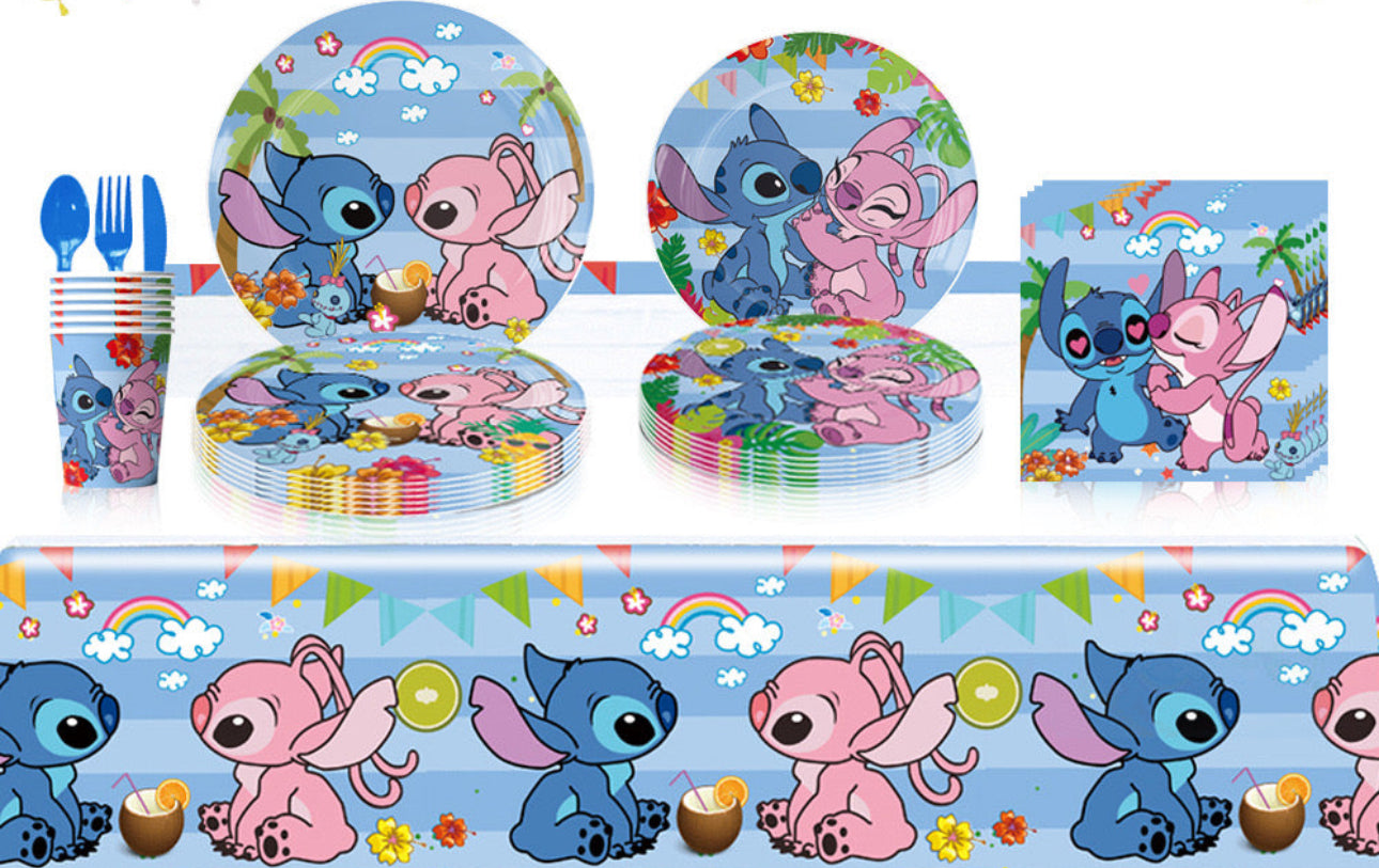 Stitch blue-pink party decorations set-table decor