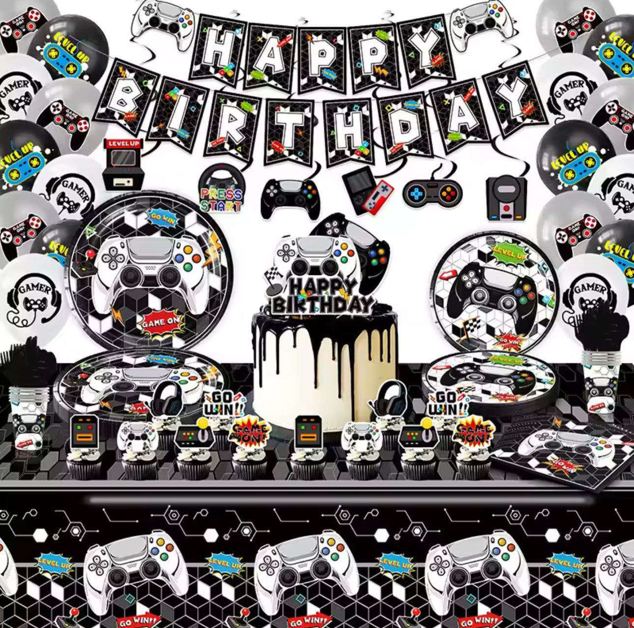 Gamer party decorations set-table decor