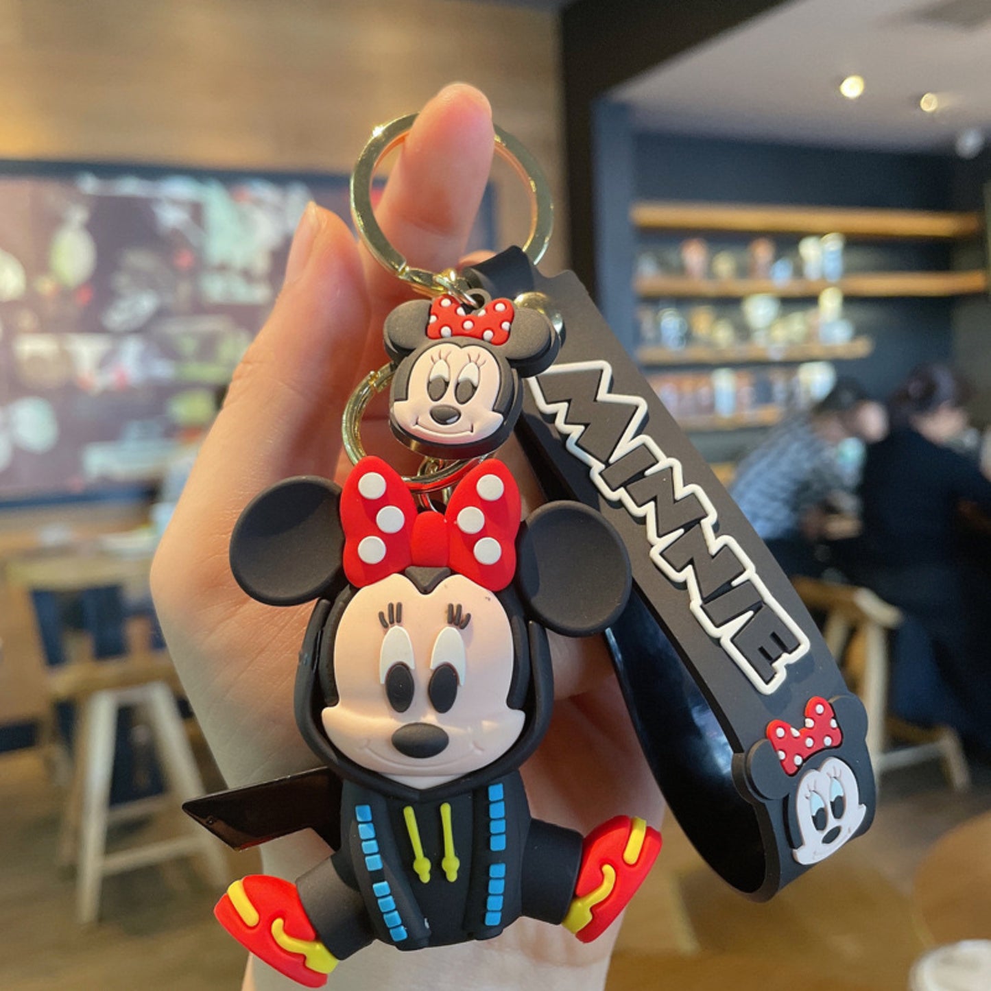 Minnie Mouse in Black Hoodie Keychain