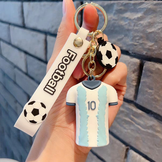 White 10 Football Keychain