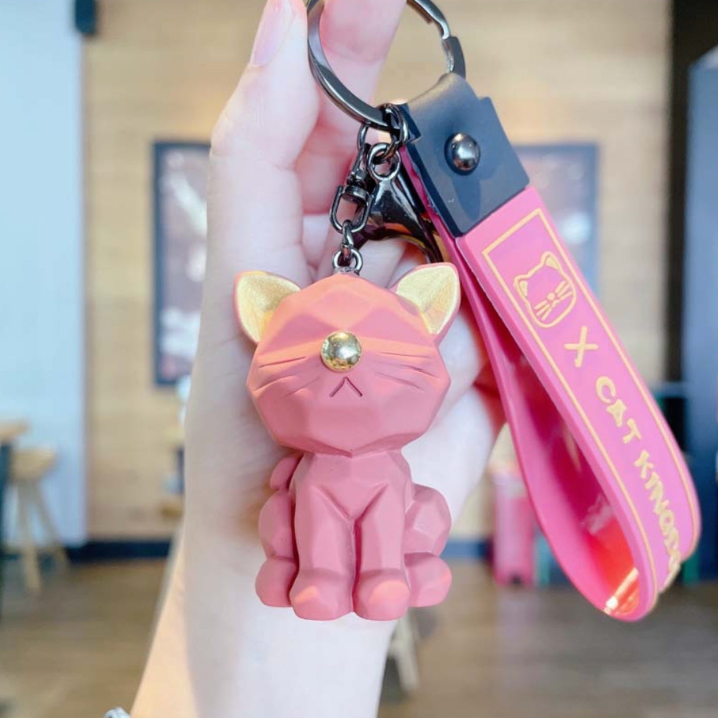 Pink Cat Keychain