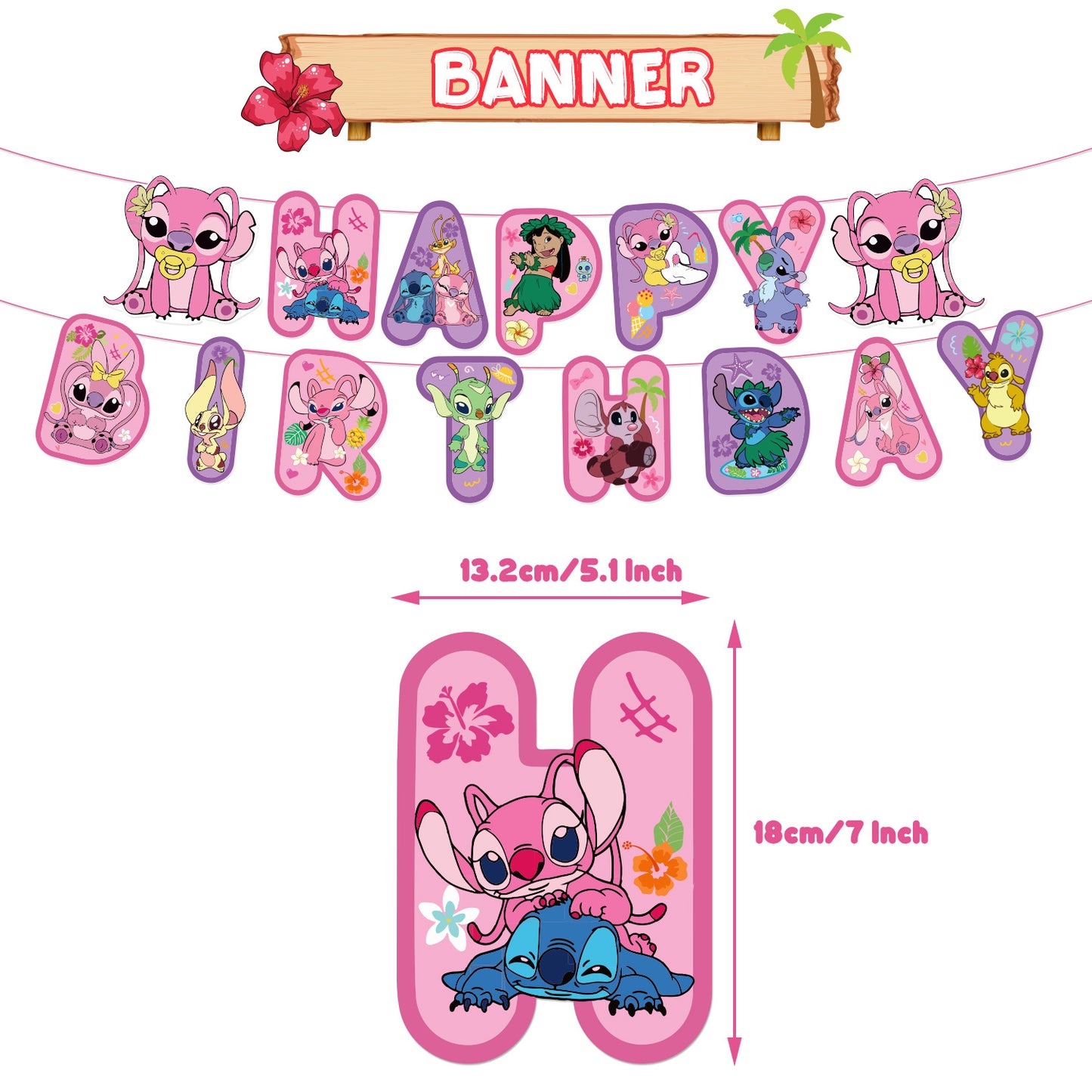 Stitch pink Birthday party set