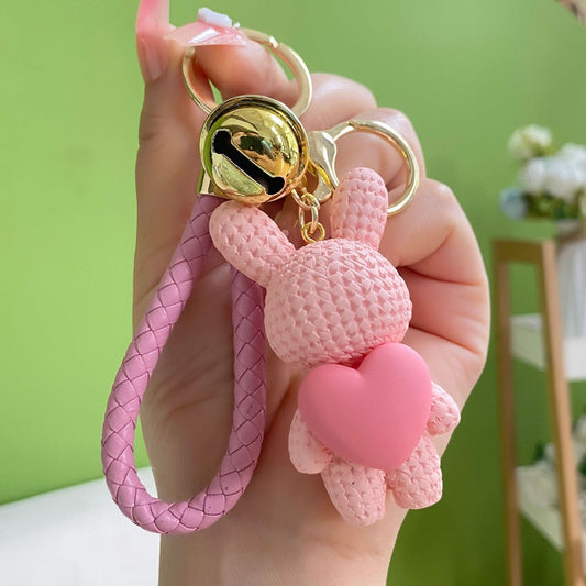 Pink heart Bunny Keychain